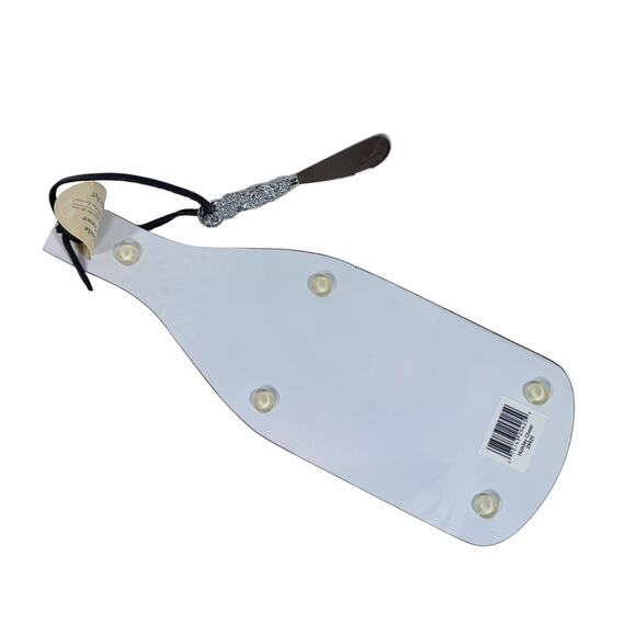 Counter Art NWT Glass Christmas Peace Cheese Server Board Bottle With Spreader - Picture 5 of 7